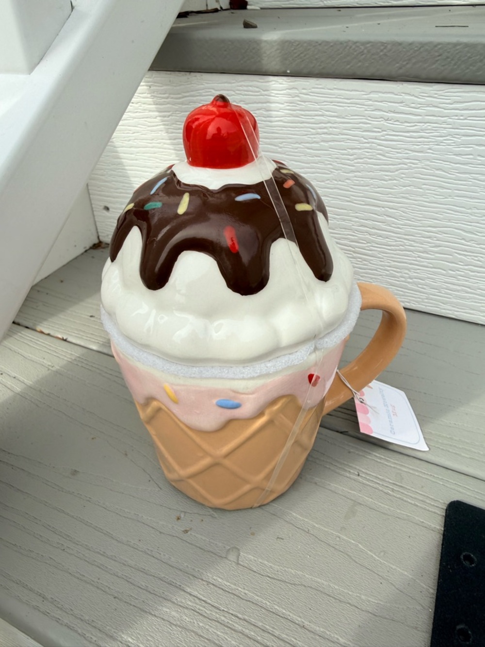 Ice Cream Sundae Ceramic Mug with Cherry Top